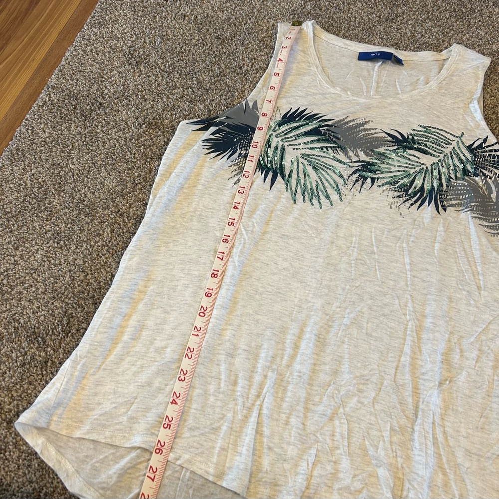 [Apt. 9] Sequin Palm Light Gray Sleeveless Top - Picture 4 of 7